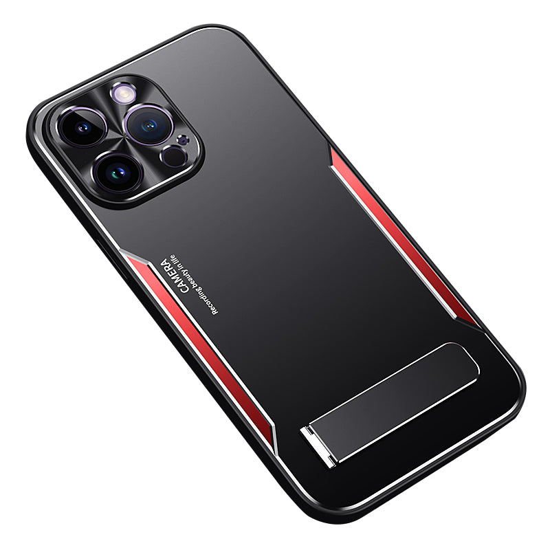 For iPhone 14 Pro Max Soft TPU Hard Aluminium Alloy Phone Cover Kickstand Phone Case Smartphone Shell For iPhone 14 Pro Max Soft TPU Hard Aluminium Alloy Phone Cover Kickstand Phone Case Smartphone Shell